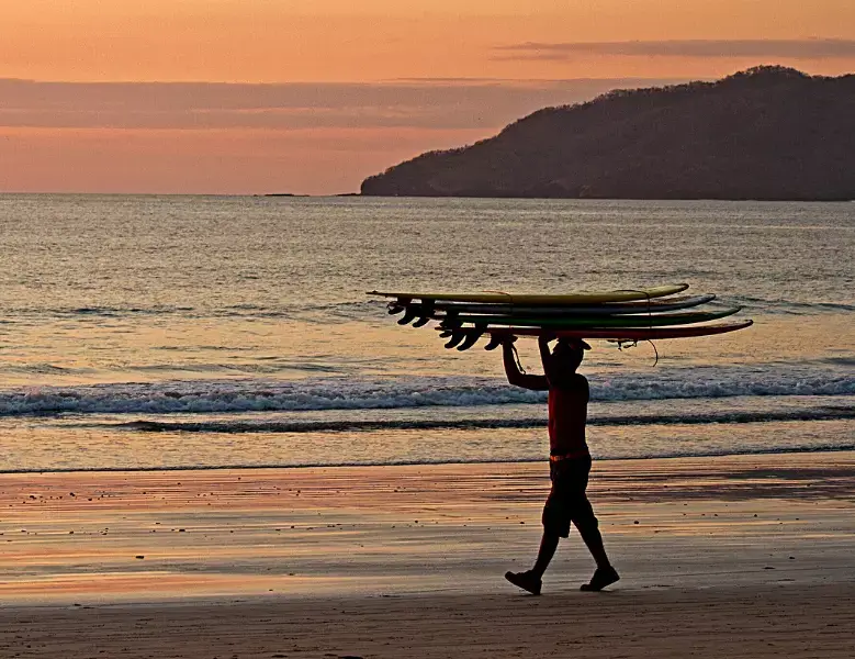 Surfing in Tamarindo, Costa Rica