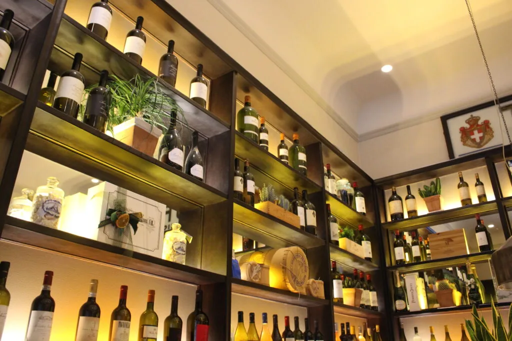 Displays of wines for sale