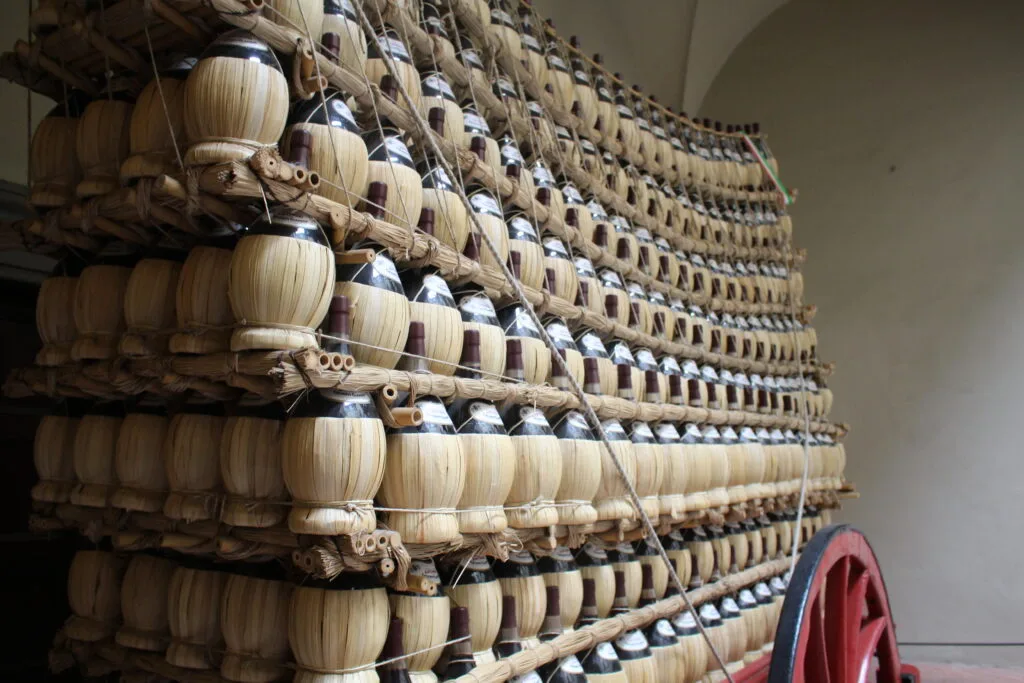 Large stacks of wine casks, Florence, Italy