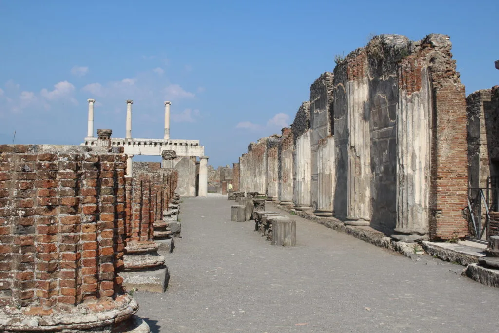 Photo of Roman column ruins in Pompeii