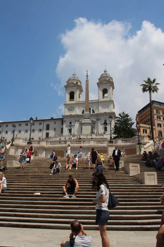 Be sure to enjoy the Spanish steps on your 3 day Rome itinerary, but don't sit on them! you could be fined!