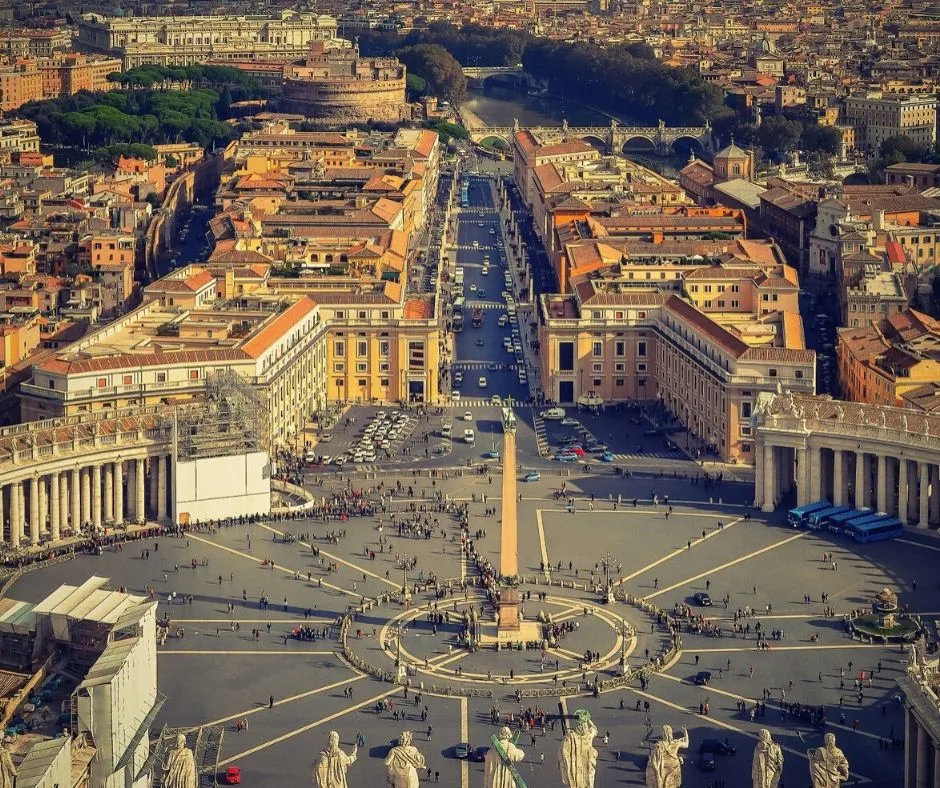 View at the top of St. Peter's Basilica. If you do this on your 3 day itinerary of Rome, be sure to watch your time as it does take a bit long.