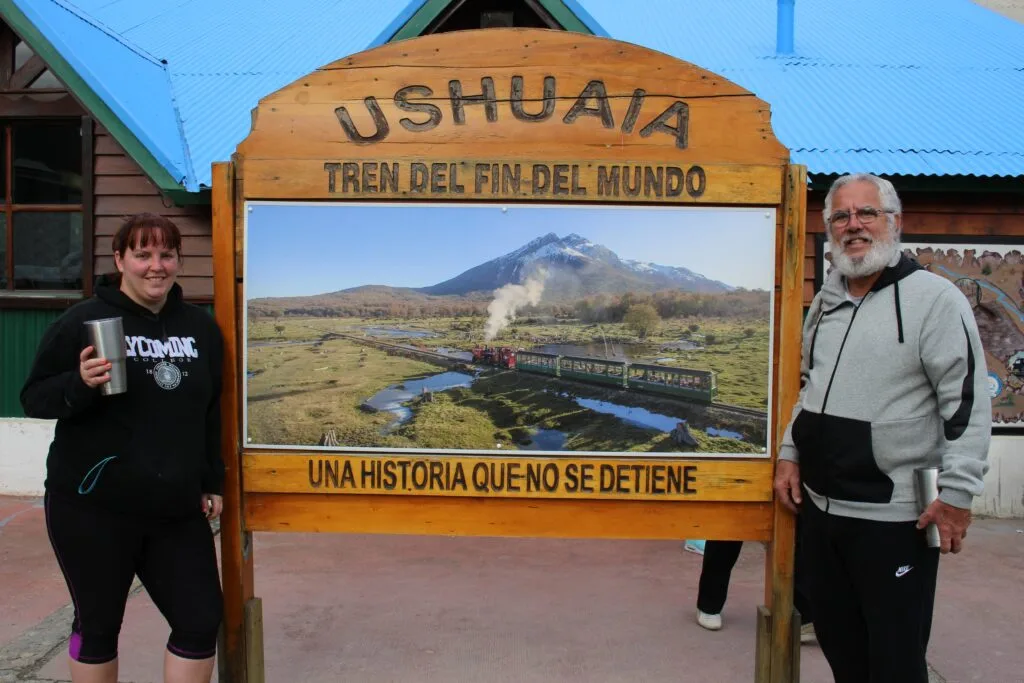 Dad and I getting ready to ride the train at the end of the world in Ushuaia, Argentina 
