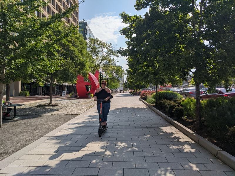 Me practicing on an electric scooter - our main form of transportation during our two days in Baltimore! 