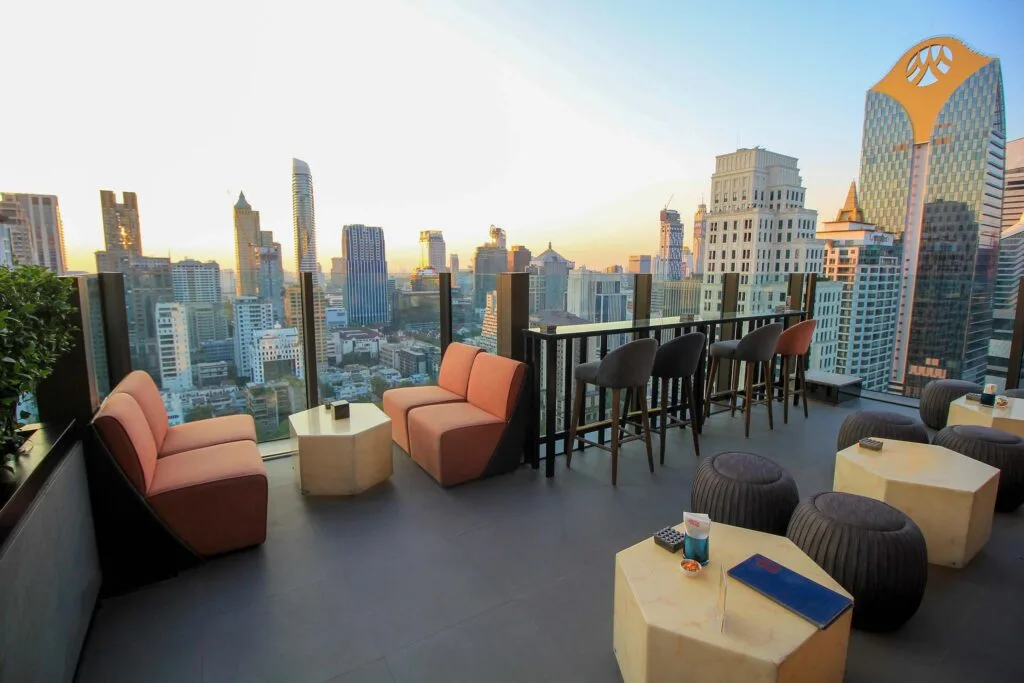 Rooftop bar in Bangkok, Thailand. One of the best places to celebrate New Years Eve in the world. 