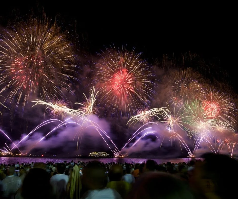 Fireworks on Copacabana Beach in Brazil. Celebrating on the beach is one of the best ways to celebrate new years around the world.