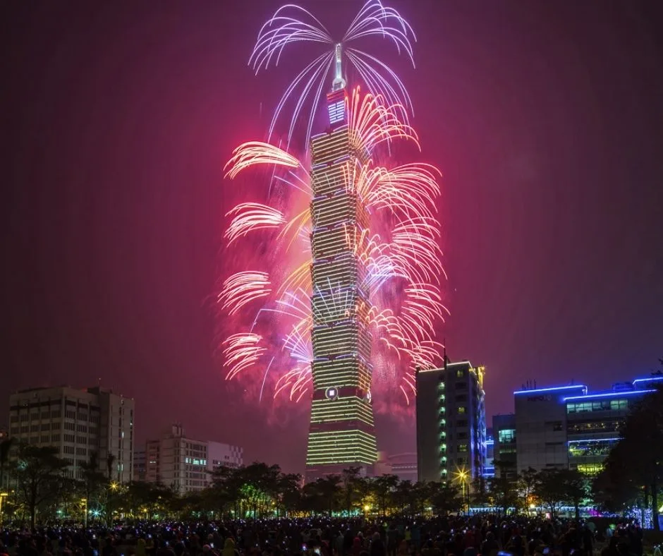 Fireworks in Taipei. This iconic firework show is one of the best places to celebrate NYE around the world. 