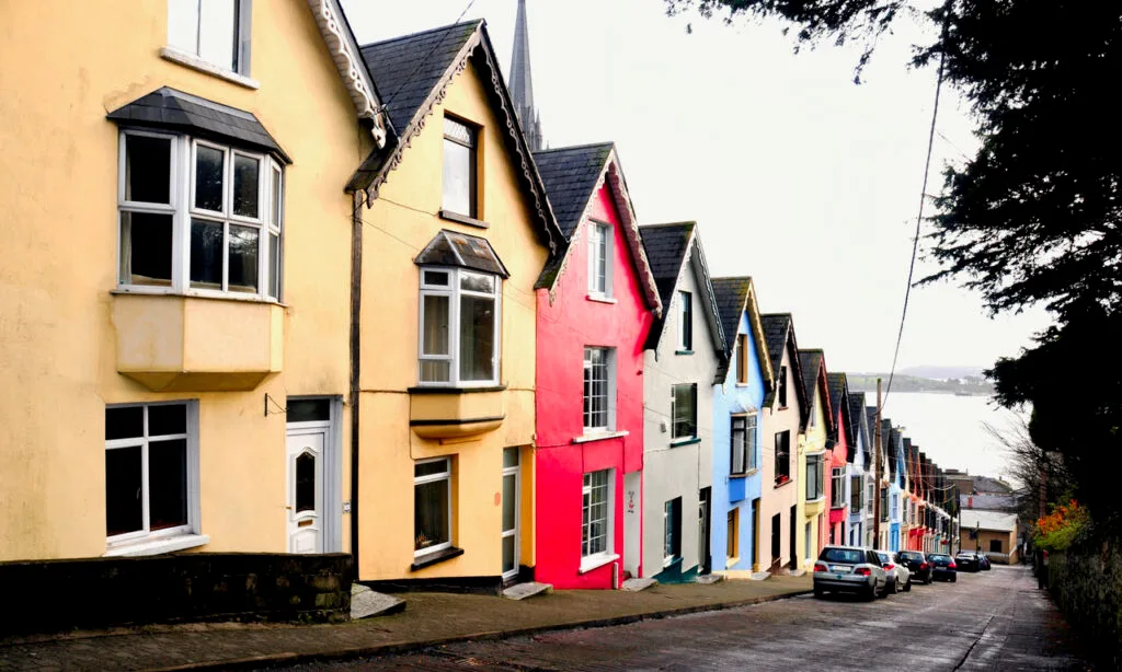 The colorful houses of Cobh, Ireland. Cobh is one of the best small towns in Ireland. 