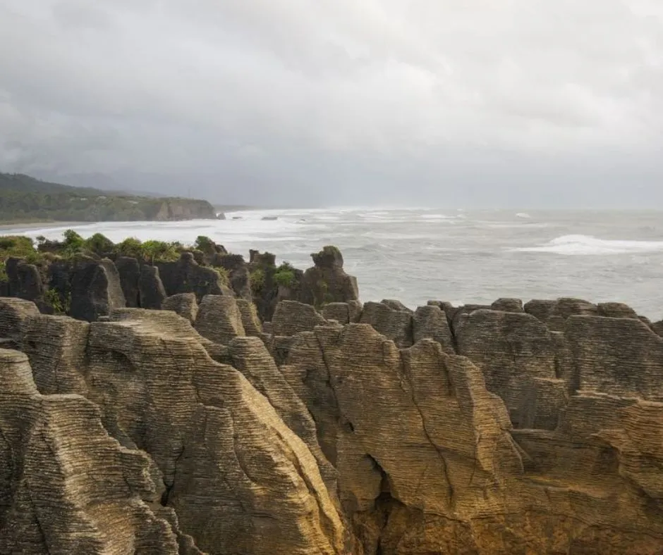 The Pancake Rocks in Punakaiki, one of the best small towns on South Island New Zealand.
