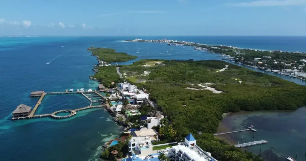 Drone shot of Isla Mujeres