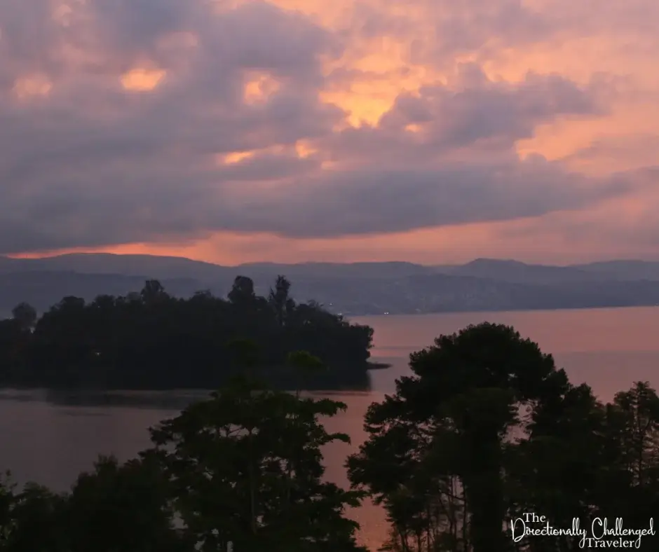 Sunset on Lake Kivu, looking toward the DRC.