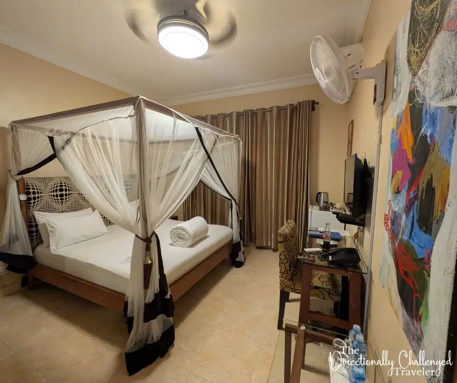 A single room at 2 Friends Beach Hotel, Entebbe