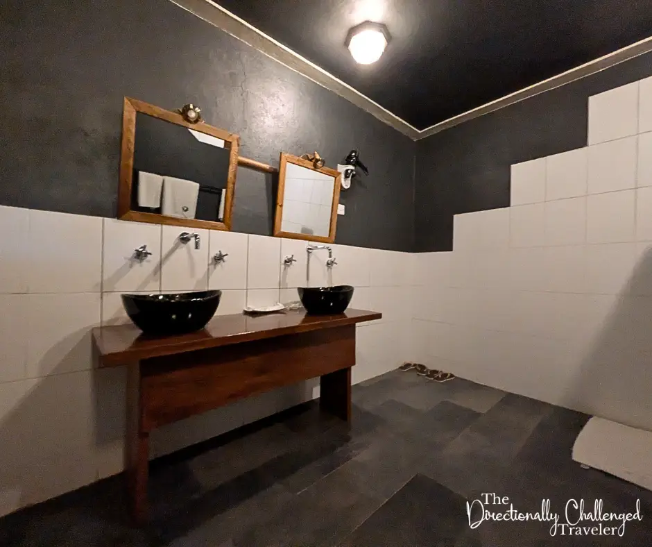 The bathroom at Birdnest at Lake Bunyonyi, Uganda