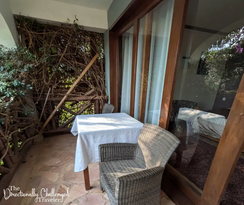 My balcony at Birdnest at Lake Bunyonyi, Uganda