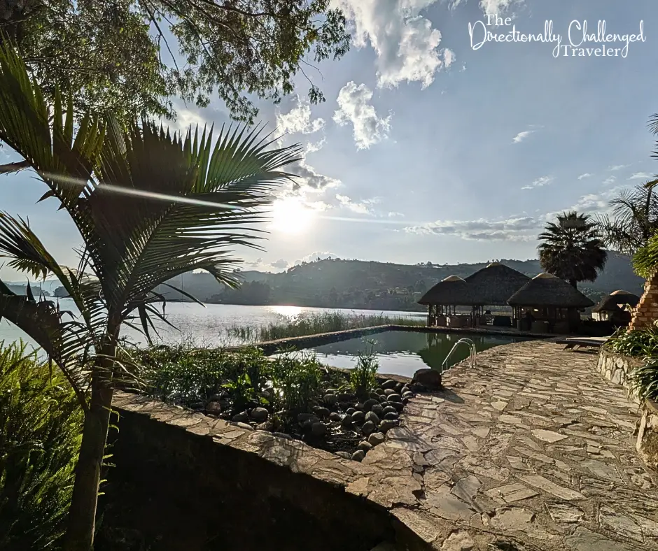 The lakeside pool at Birdnest at Lake Bunyonyi, Uganda