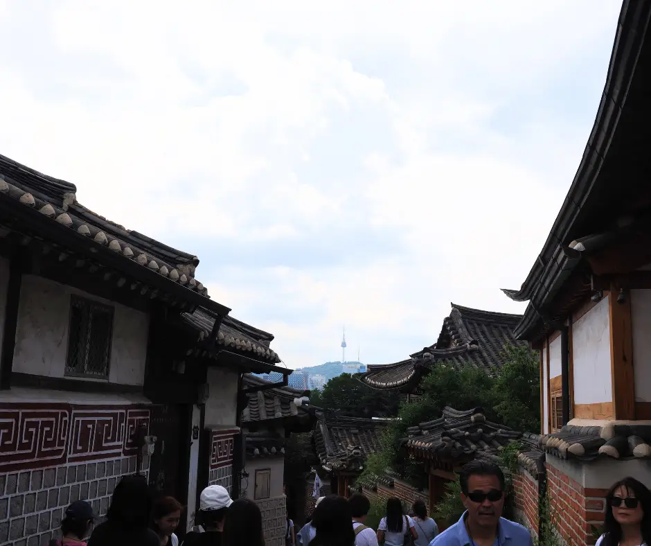 Walking through the Hanok Village in Seoul, South Korea.