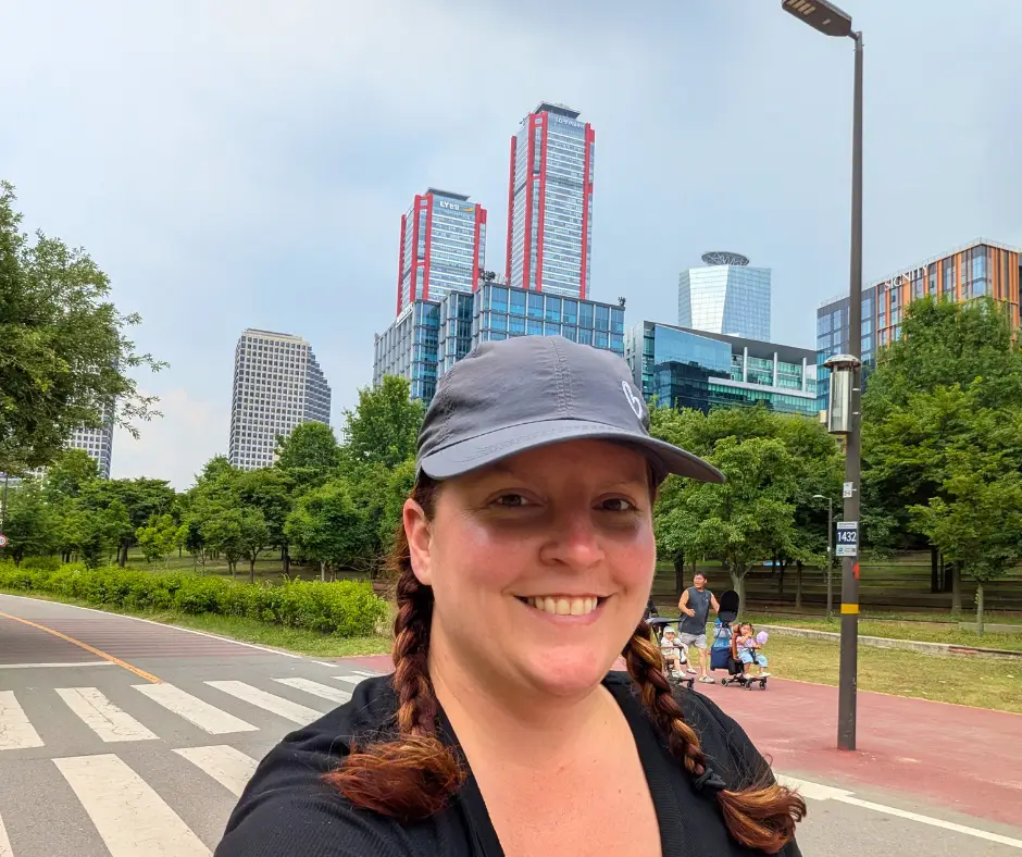 Me riding a bike along the Han River