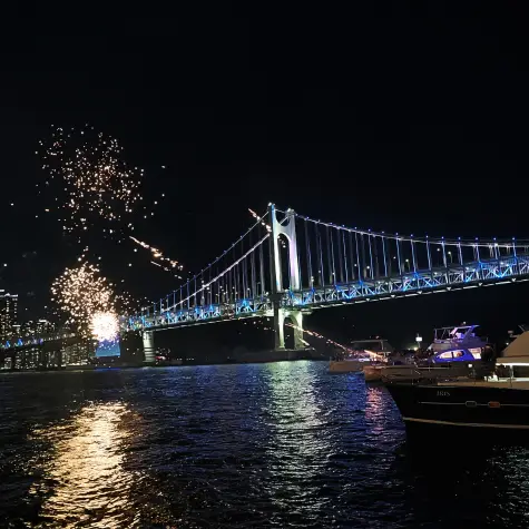 Fireworks in the water in Busan, South Korea