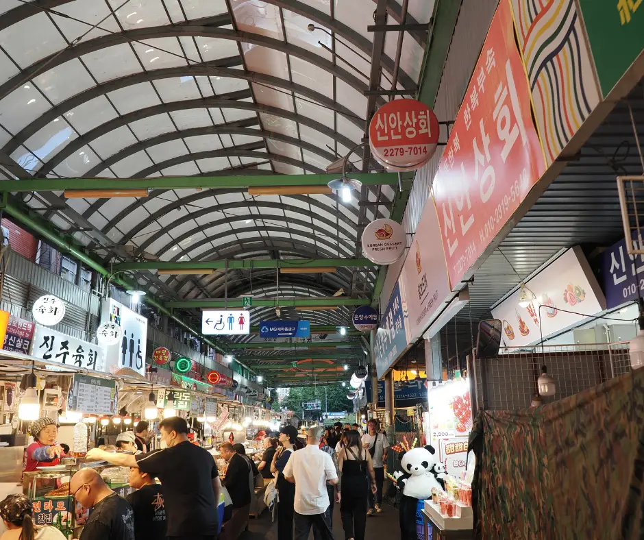 A traditional food market in Seoul.