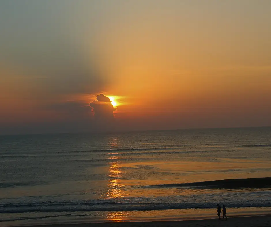 Sunrise over the waves in the Outer Banks