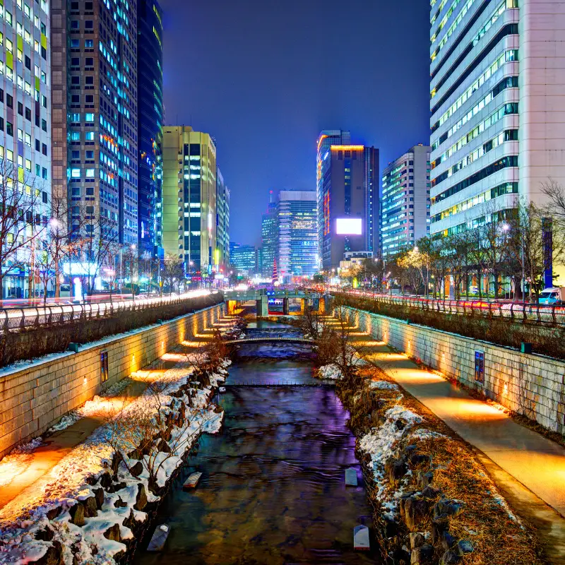 Night time in Seoul, South Korea.